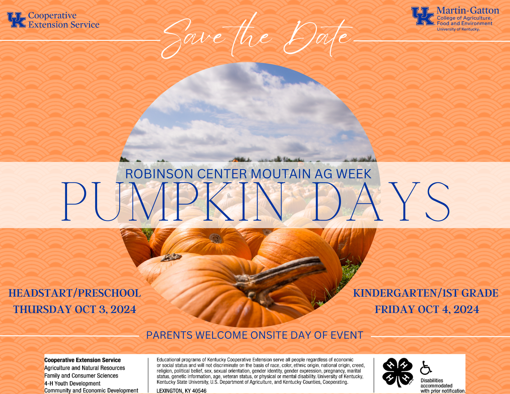 Robinson Center Mountain AG Week Pumpkin Days.  